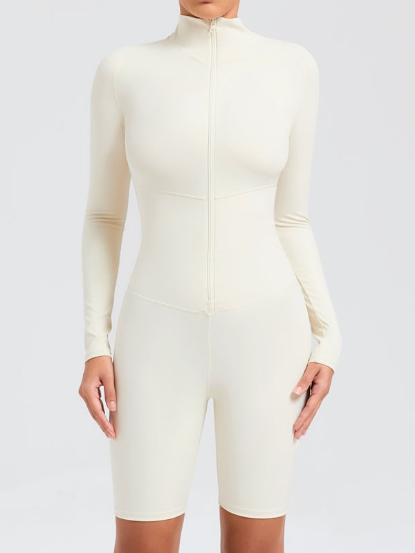 BUYCO Female Zipper Stand Collar Long-Sleeved Romper