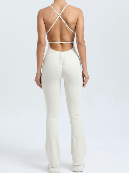BUYCO Female Cross Back Flare Ruched Back Jumpsuit