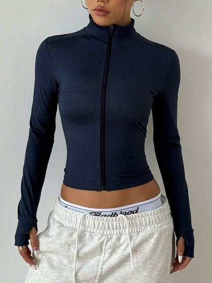 BUYCO Female Zipper Thumbhole Long Sleeves