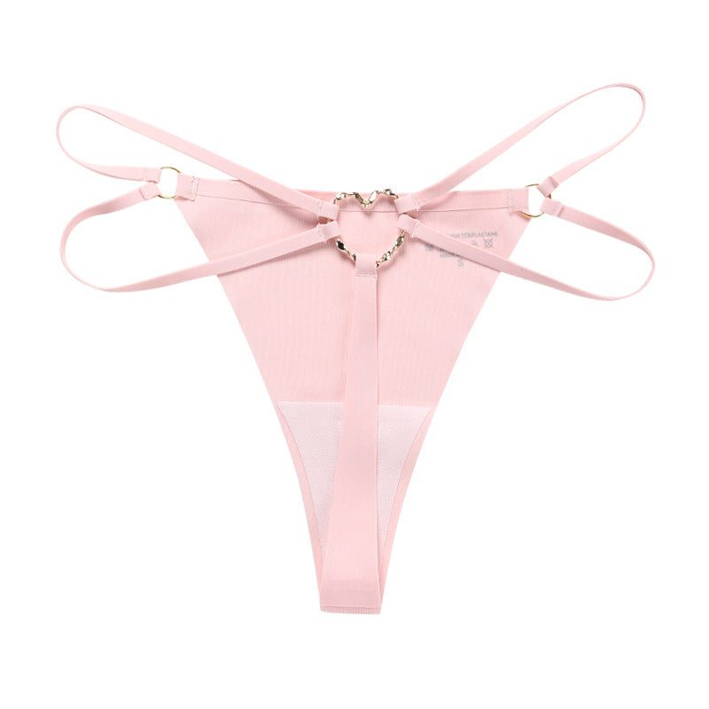 BUYCO Female Back Heart Shape Crystal Hollow Out T-back Panties