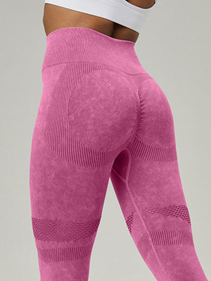 BUYCO Female Denim Fishnet Ruched Back Quick-dry Seamless Leggings