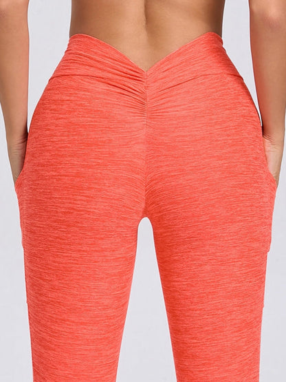 BUYCO Female Deep V Back Pocket Ruched Back Leggings