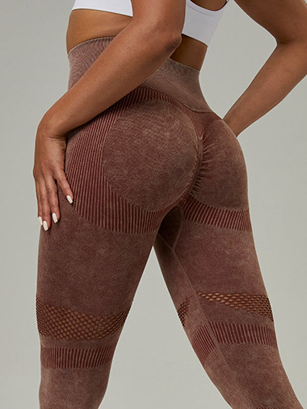 BUYCO Female Denim Fishnet Ruched Back Quick-dry Seamless Leggings