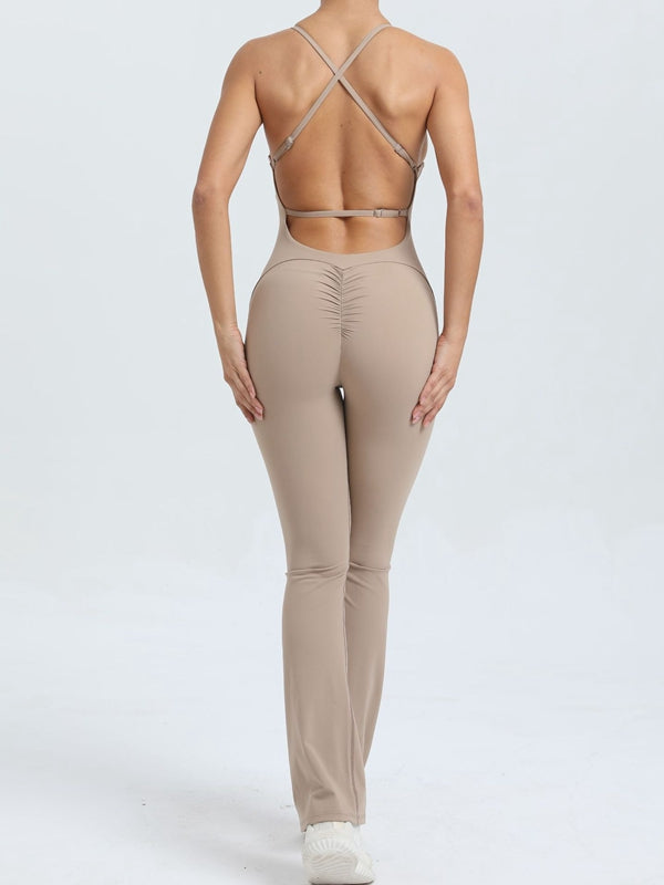 BUYCO Female Cross Back Flare Ruched Back Jumpsuit