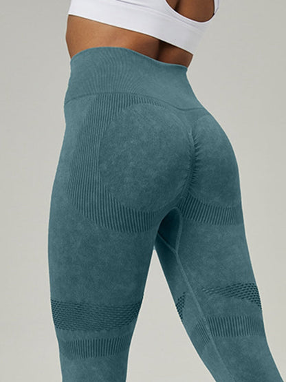 BUYCO Female Denim Fishnet Ruched Back Quick-dry Seamless Leggings