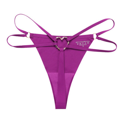 BUYCO Female Back Heart Shape Crystal Hollow Out T-back Panties
