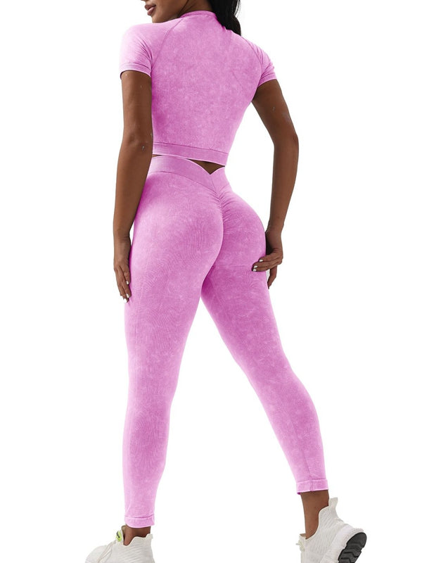 BUYCO Female Denim Deep V Back Ruched Back Short Tracksuit