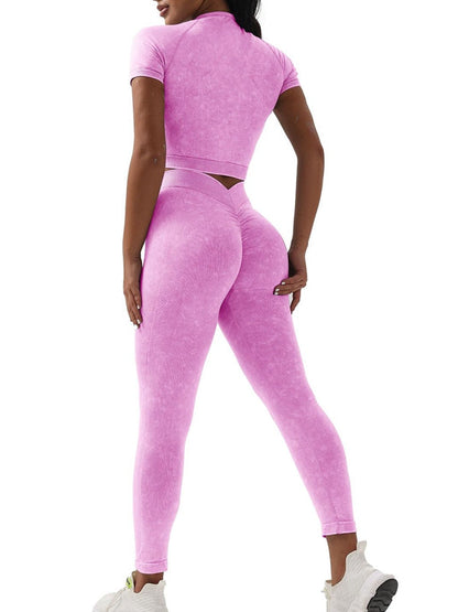 BUYCO Female Denim Deep V Back Ruched Back Short Tracksuit