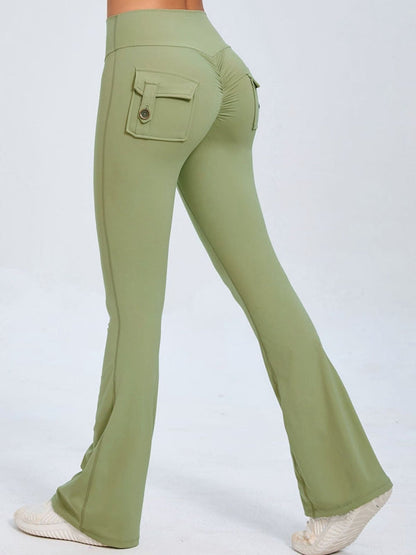 BUYCO Female Pocket Ruched Back Flare Cargo Leggings