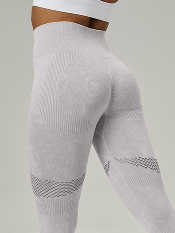 BUYCO Female Denim Fishnet Ruched Back Quick-dry Seamless Leggings
