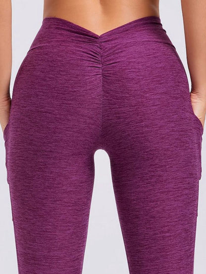 BUYCO Female Deep V Back Pocket Ruched Back Leggings