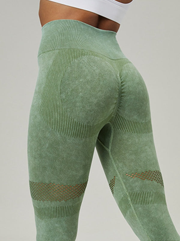 BUYCO Female Denim Fishnet Ruched Back Quick-dry Seamless Leggings