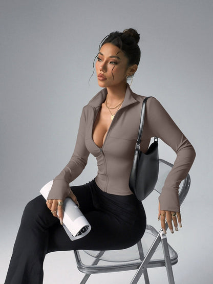 BUYCO Female Zipper Thumbhole Long Sleeves