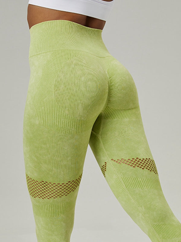 BUYCO Female Denim Fishnet Ruched Back Quick-dry Seamless Leggings