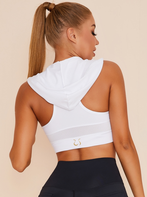 BUYCO Female Solid Color Hooded Vests Pockets Short Tracksuit