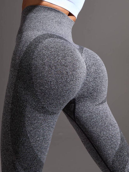 BUYCO Female Push-up Seamless Hip-lift Ruched Back Elastic Tight Leggings