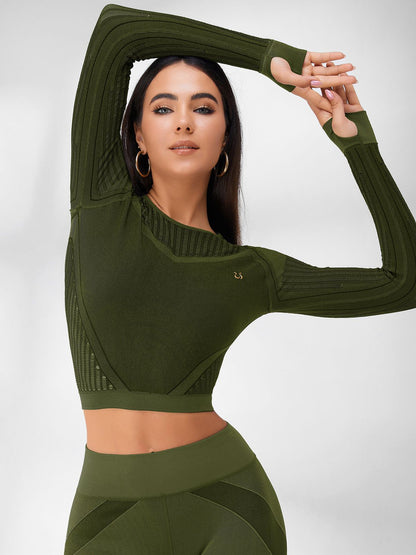 BUYCO Female Fishnet Knitted Seamless Long Sleeves