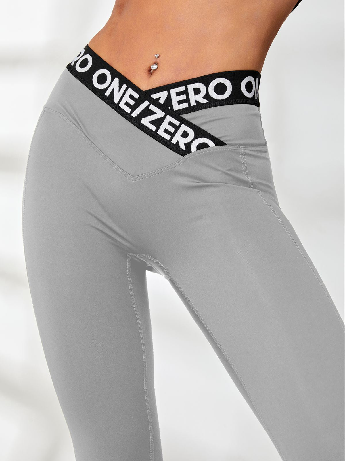 BUYCO Female Print Contrast Color V-shape Waist Leggings