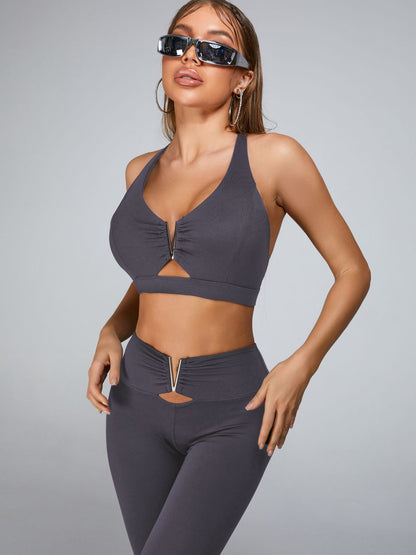 BUYCO Female Cutout V Shape Metal Sports Bras