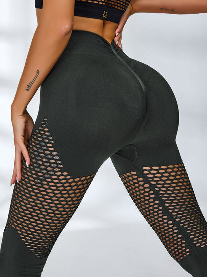 BUYCO Female Net Splicing Ruched Back Seamless Leggings
