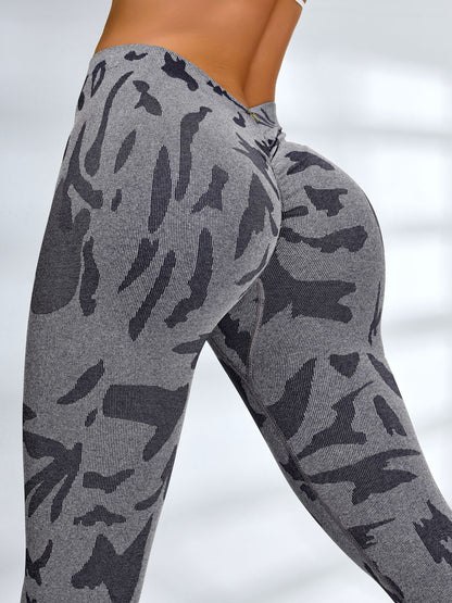 BUYCO Female Fitted Camouflage Deep V Back Ruched Back Leggings