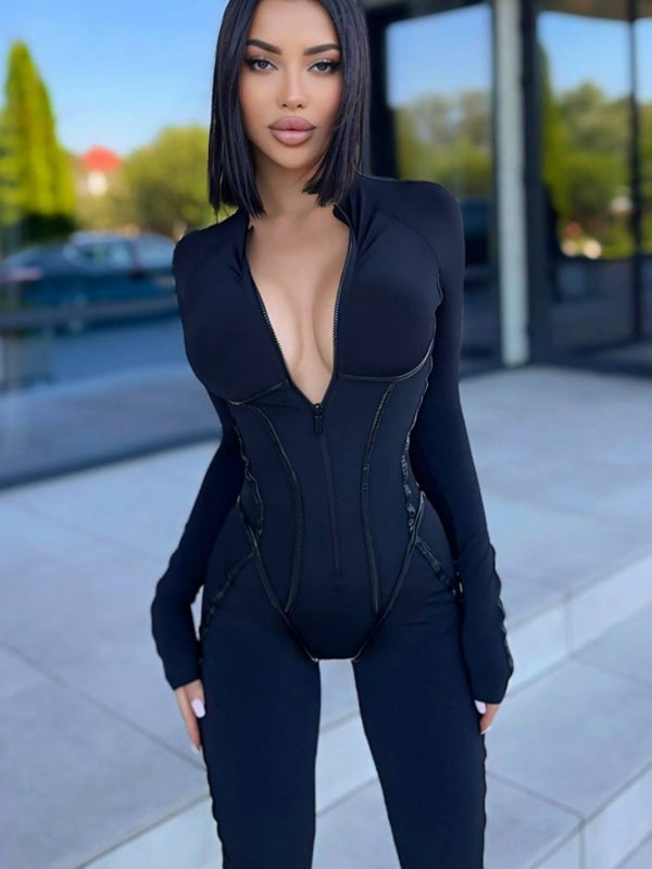 BUYCO Female Push-up Zipper Peach Fit Jumpsuit