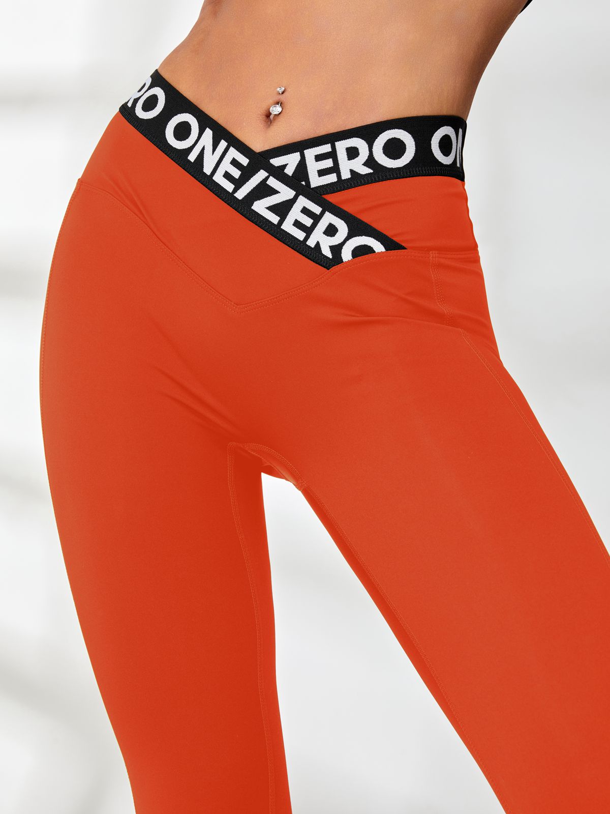 BUYCO Female Print Contrast Color V-shape Waist Leggings