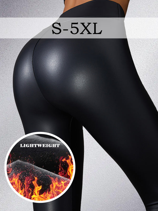 BUYCO Female Glossy PU Hip-lift Leggings