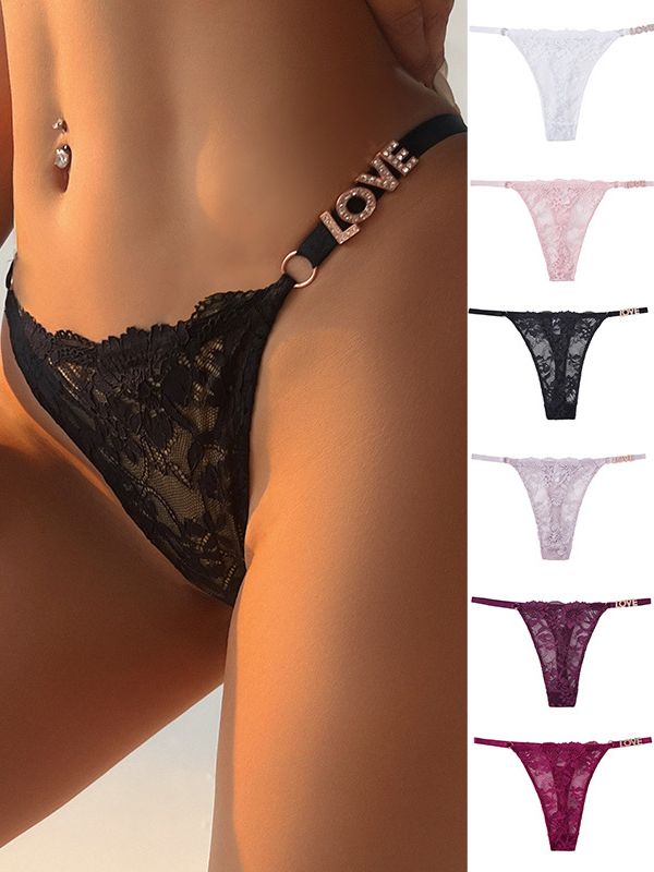 BUYCO Femal Fitted Mesh Lace Metal Panties
