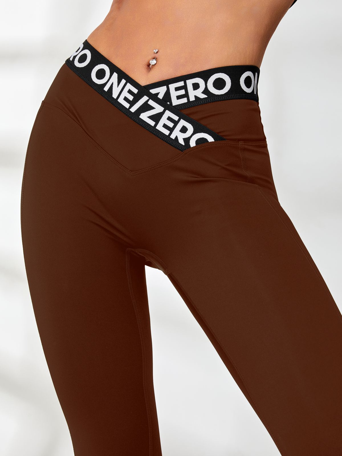 BUYCO Female Print Contrast Color V-shape Waist Leggings