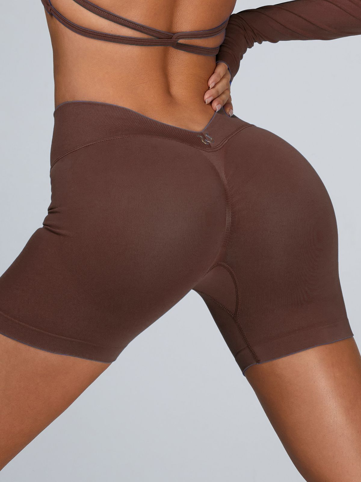 BUYCO Female Deep V Back Ruched Back Spandex Gym Fit Shorts