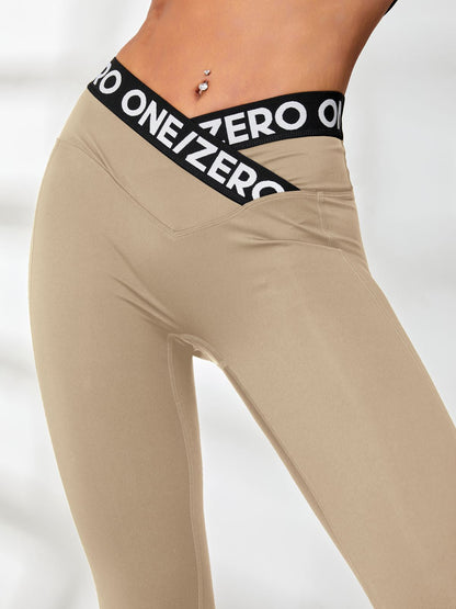 BUYCO Female Print Contrast Color V-shape Waist Leggings