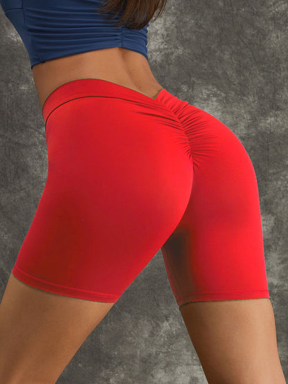 BUYCO Female Deep V-Back Ruched Back Spandex Gym Fit Shorts