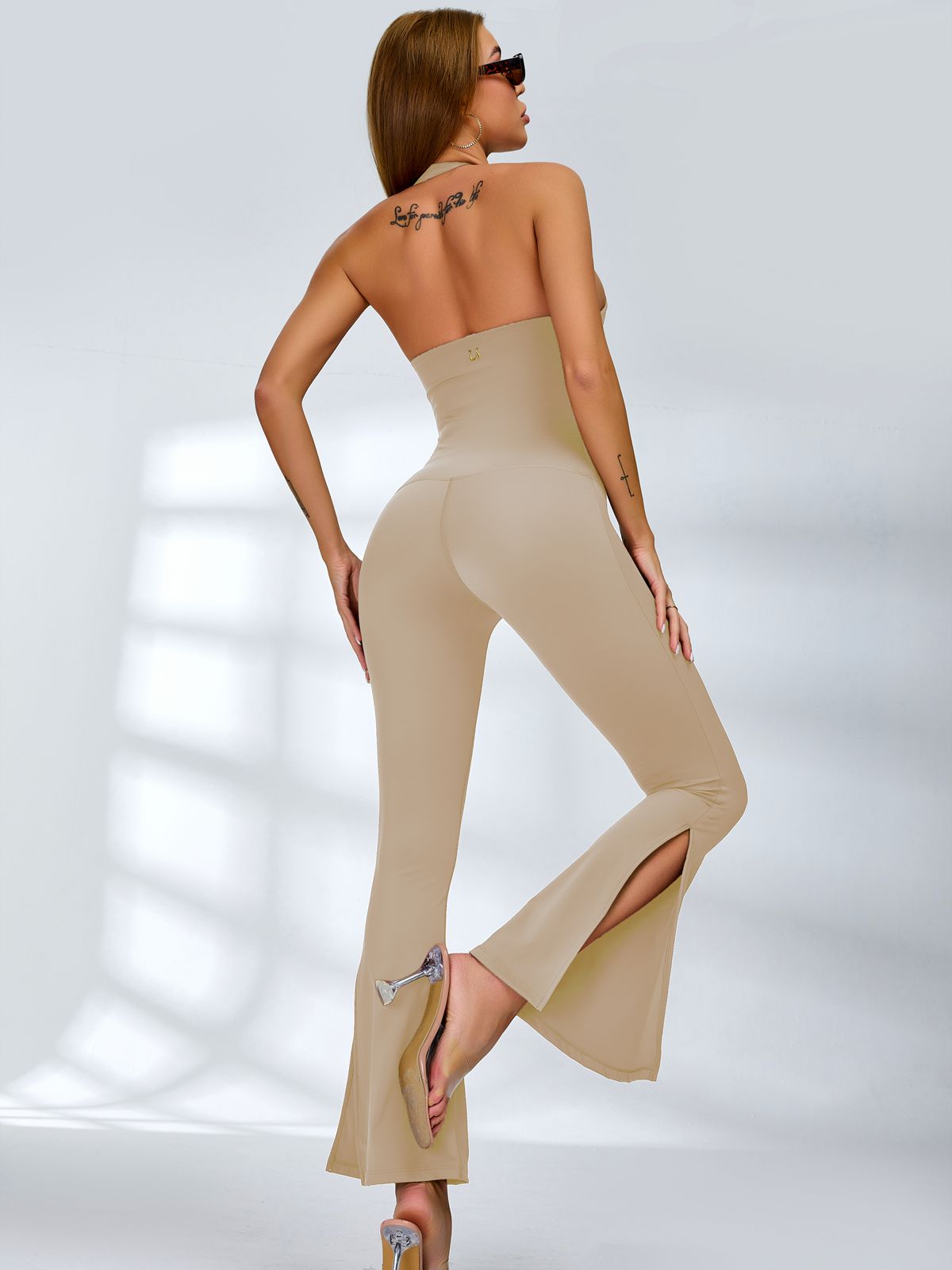 BUYCO Female Halter Split Flare Jumpsuit