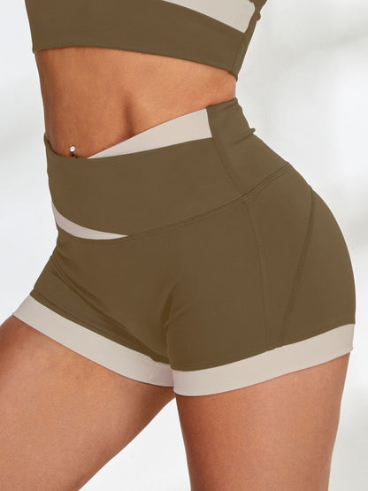 BUYCO Female Contrast Color Cross Back Short Tracksuit