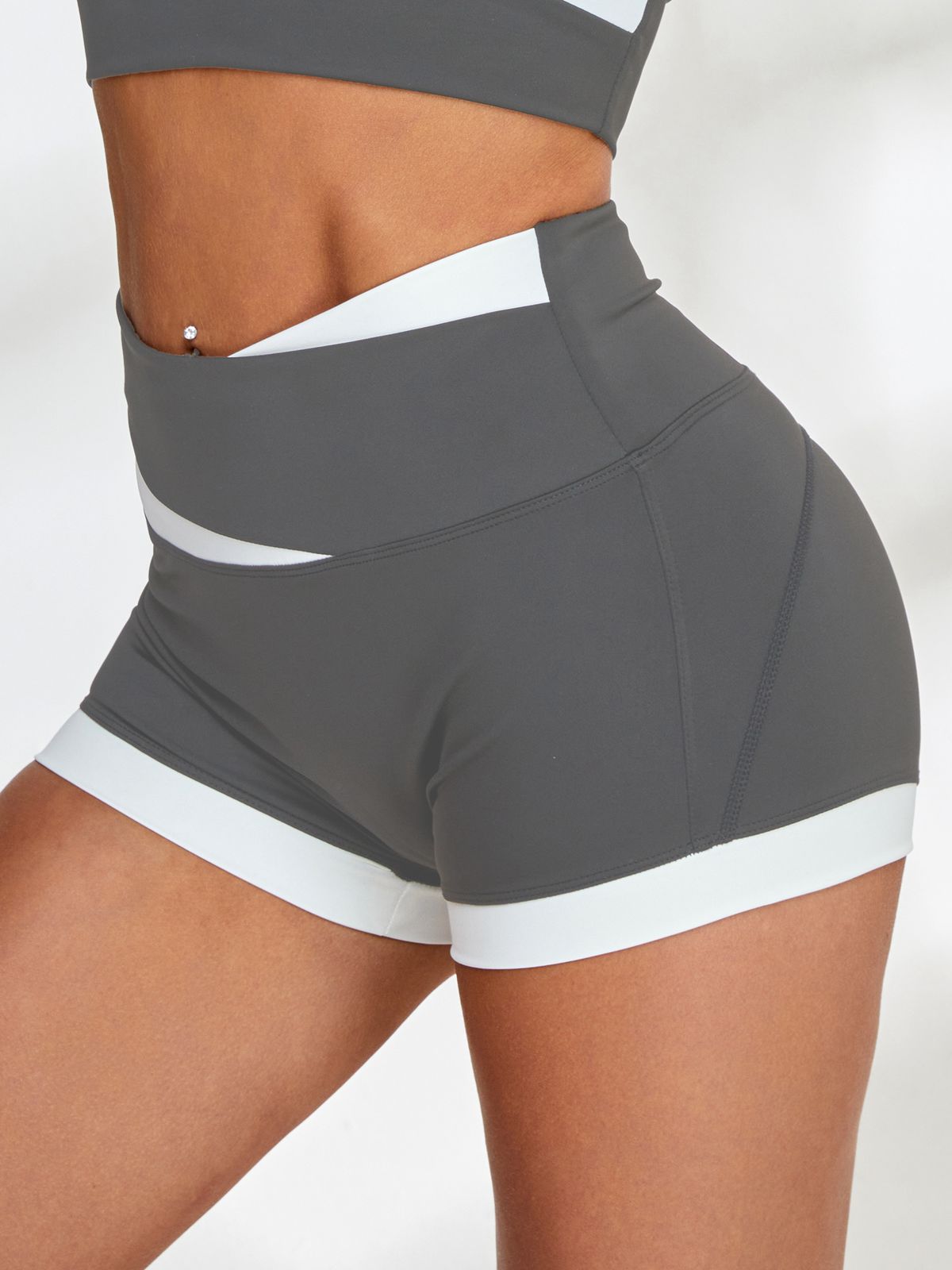 BUYCO Female Contrast Color Cross Back Short Tracksuit