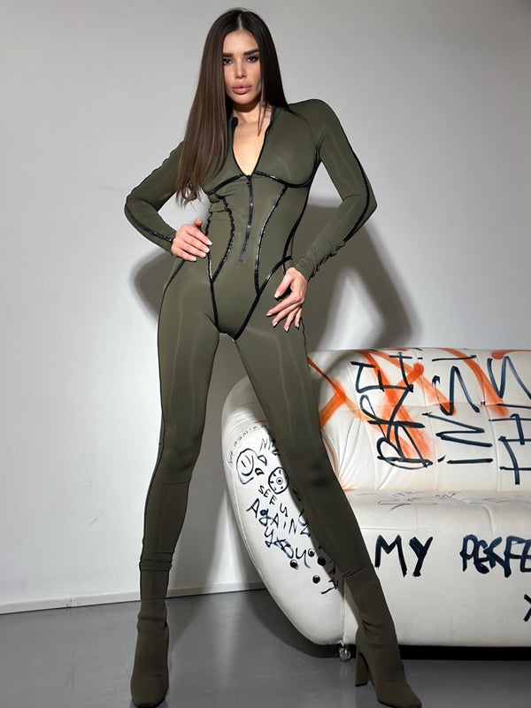 BUYCO Female Push-up Zipper Peach Fit Jumpsuit