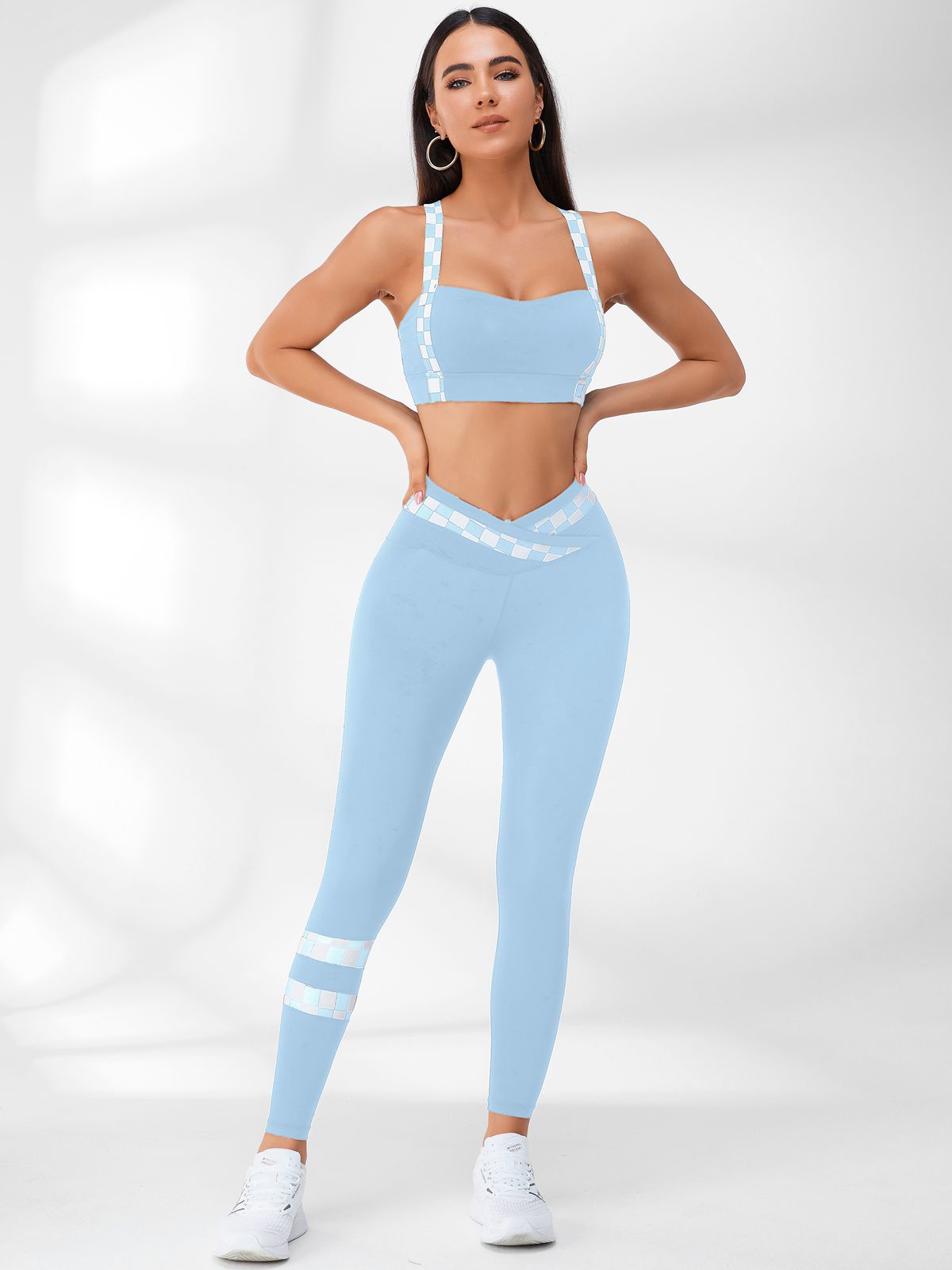 BUYCO Female Chessboard Cross Back Sports Bras