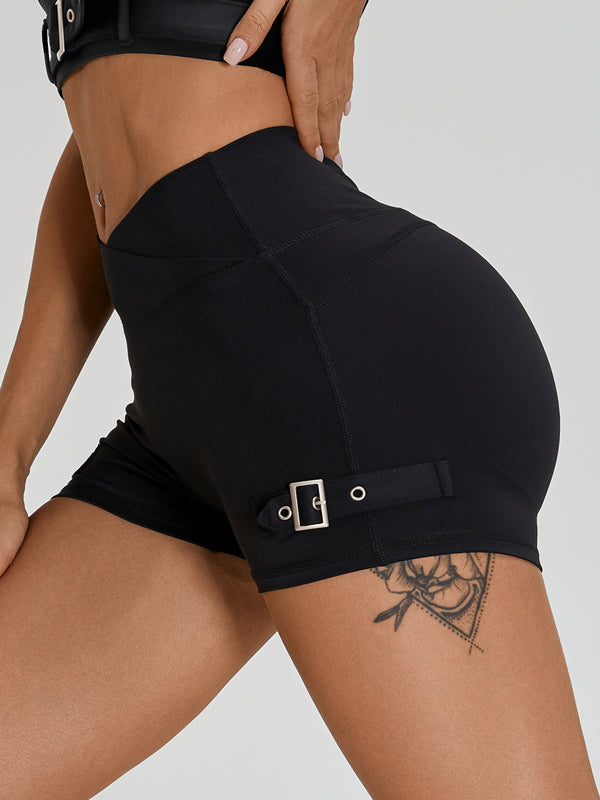BUYCO Female Button Backless V-shape Waist Cargo Style Short Tracksuit