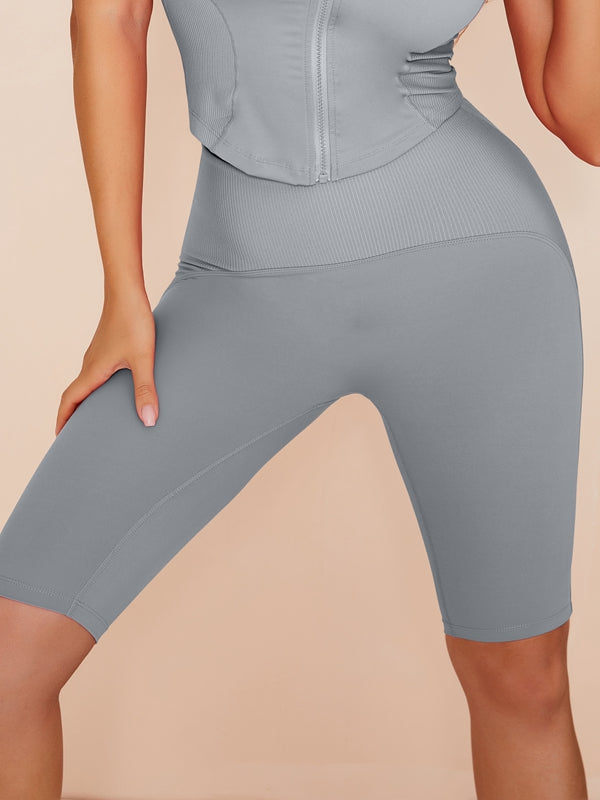 BUYCO Female Solid Color Zipper Fashion Short Tracksuit