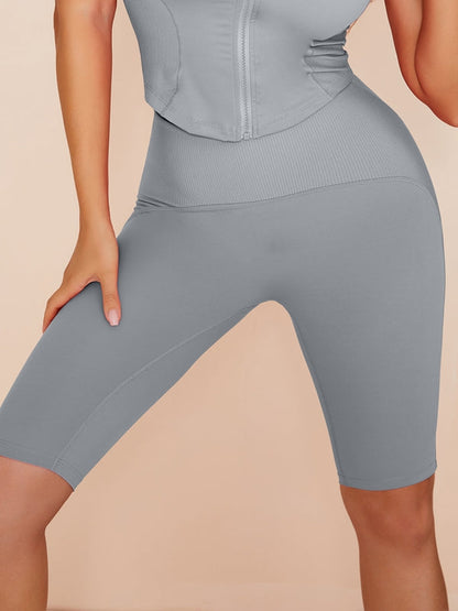 BUYCO Female Solid Color Zipper Fashion Short Tracksuit