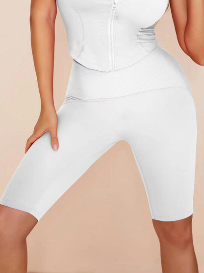 BUYCO Female Solid Color Zipper Fashion Short Tracksuit