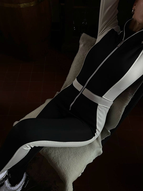 BUYCO Female "SciFi Heroine" Contrast Color PU Half Zipper Ski Jumpsuit