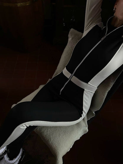 BUYCO Female "SciFi Heroine" Contrast Color PU Half Zipper Ski Jumpsuit