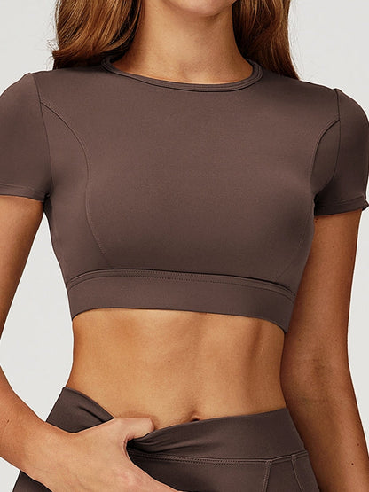 BUYCO Female Round Collar Cropped Short Sleeves