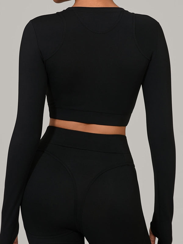 BUYCO Female Gather-breasts Thumbhole Long Sleeves