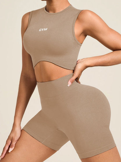 BUYCO Female Seamless Hip-lift Ruched Back Short Tracksuit