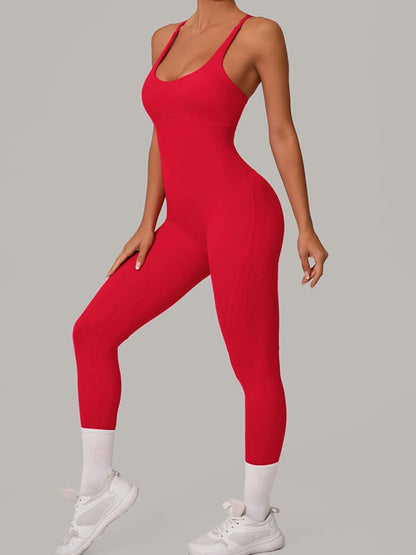 BUYCO Female Fitted Cross Back Push-Up Jumpsuit