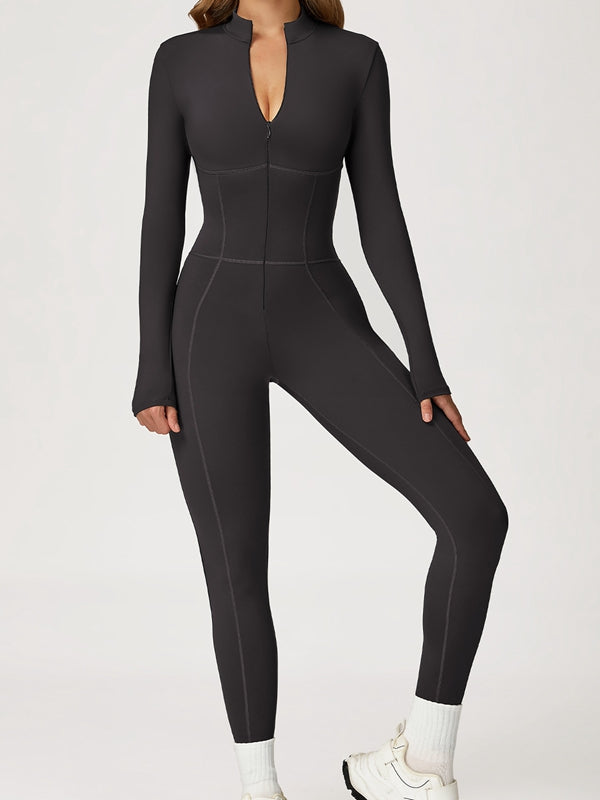 BUYCO Female Fitted Zipper Corset Fleece Jumpsuit