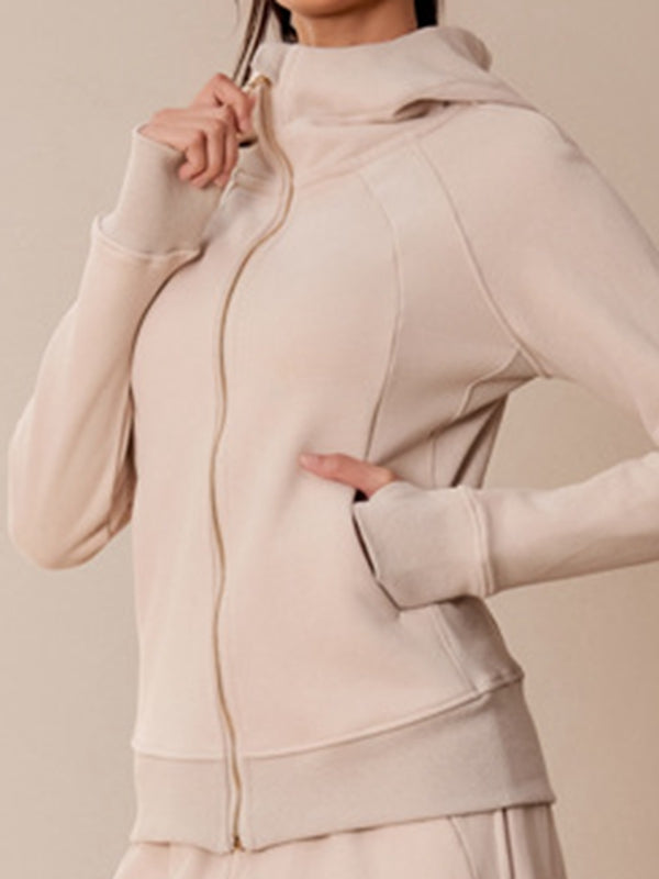 BUYCO Female Pocket Zipper With Hat Jacket
